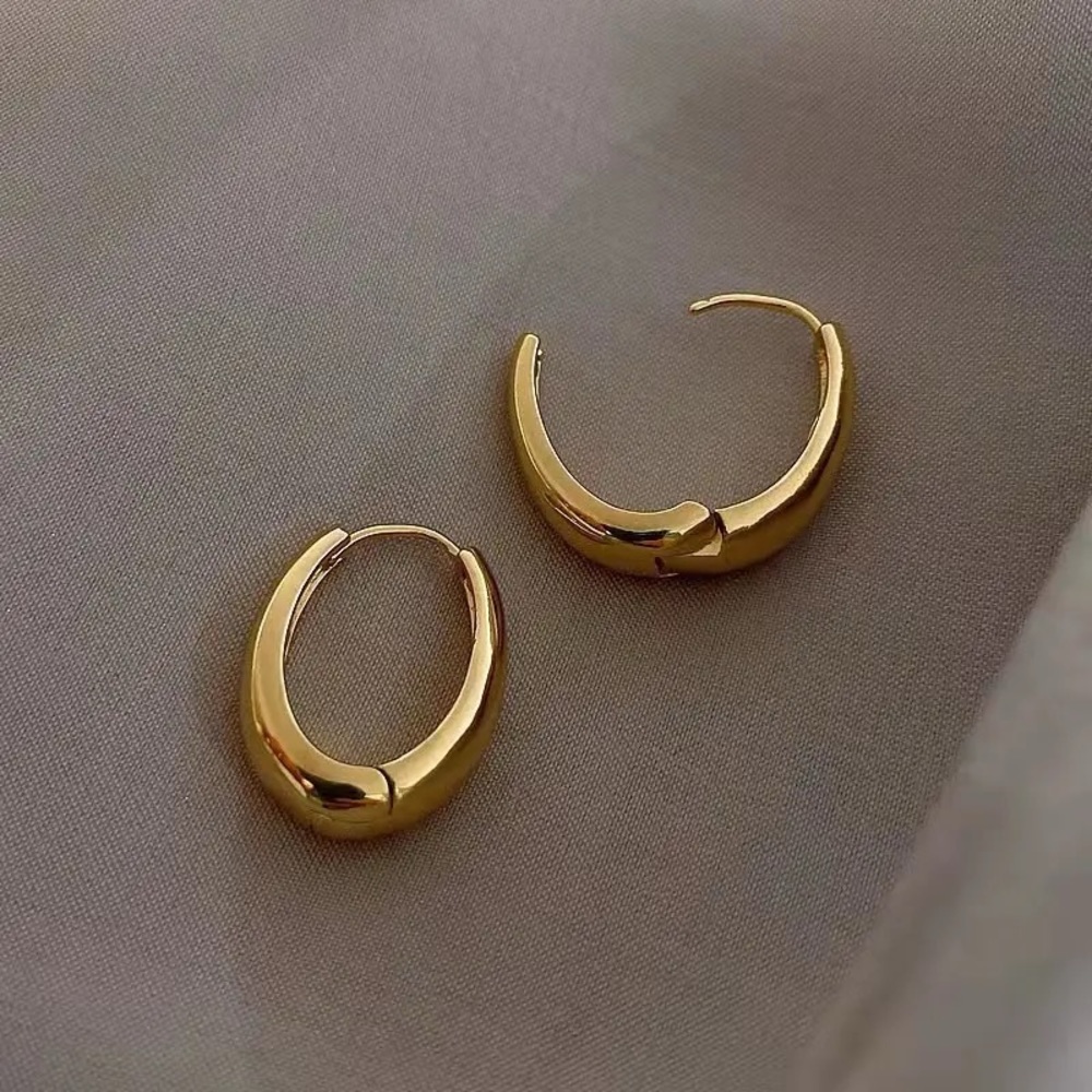 Trendy Oval Geometric Earrings in Gold & Silver Color - Picture 9 of 9